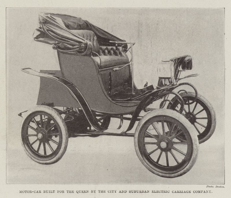 Automobile costruita per la Regina dalla City and Suburban Electric Carriage Company da English Photographer