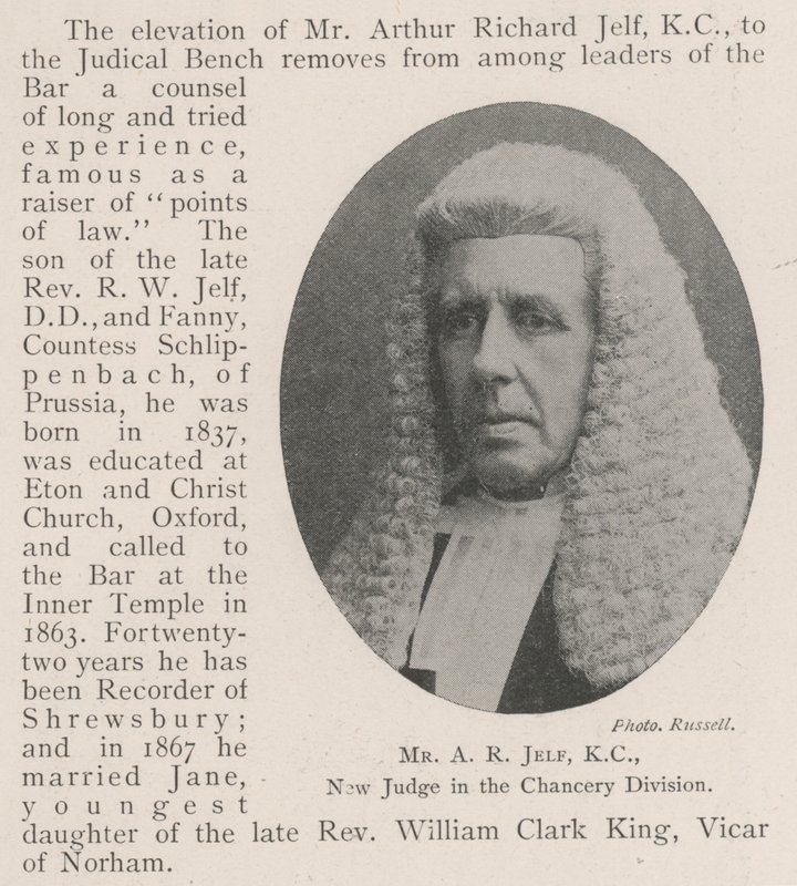 Il signor A R Jelf, KC, nuovo giudice nella divisione della cancelleria da English Photographer