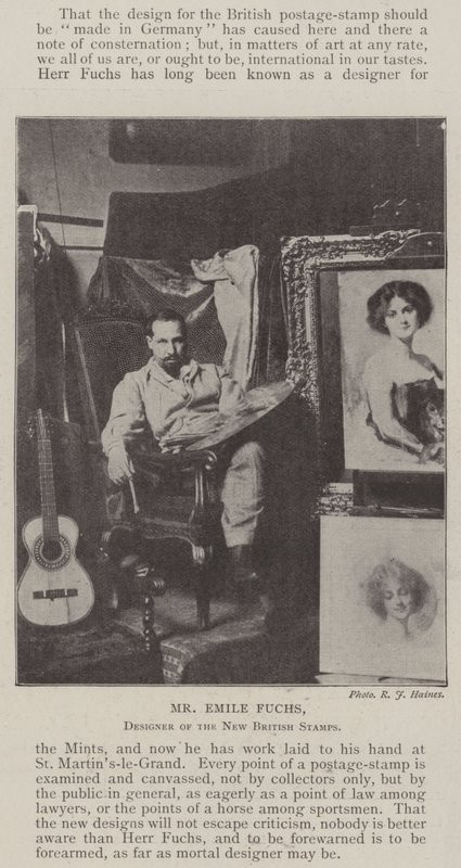 Il signor Emile Fuchs, designer dei nuovi francobolli britannici da English Photographer