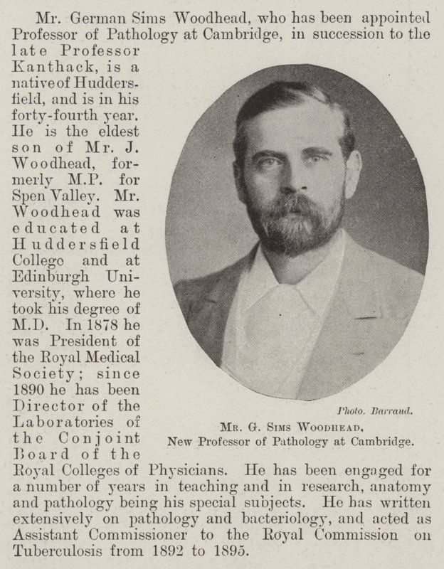 Il signor G Sims Woodhead, nuovo professore di patologia a Cambridge da English Photographer