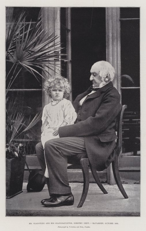 Mr Gladstone e sua nipote, Dorothy Drew, Hawarden, ottobre 1893 da English Photographer