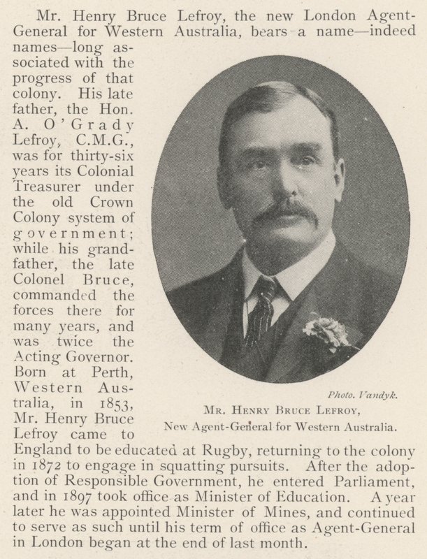 Mr Henry Bruce Lefroy, nuovo agente generale per l