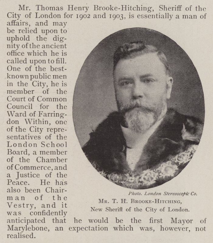 Il signor T H Brooke-Hitching, nuovo sceriffo della città di Londra da English Photographer
