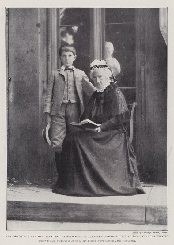 Mrs Gladstone e suo nipote, William Glynne Charles Gladstone, erede delle tenute di Hawarden da English Photographer