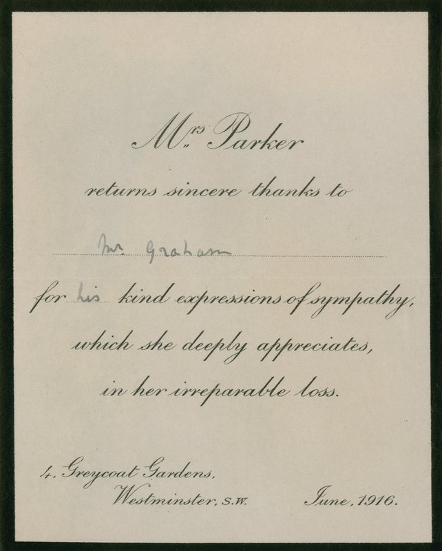 La signora Parker ringrazia sinceramente il signor Graham da English Photographer