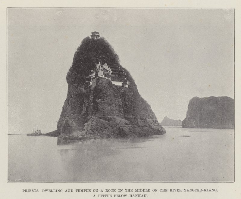 Abitazione dei sacerdoti e tempio su una roccia nel mezzo del fiume Yangtse-Kiang, poco sotto Hankau da English Photographer