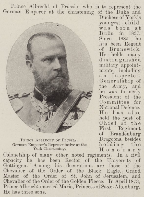 Principe Albrecht di Prussia, rappresentante dell