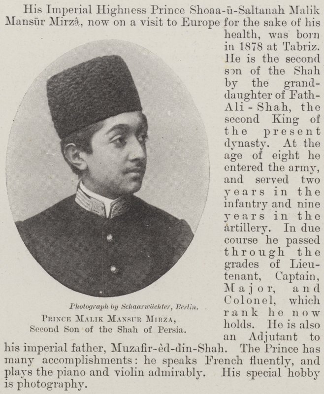 Principe Malik Mansur Mirza, secondo figlio dello Shah di Persia da English Photographer