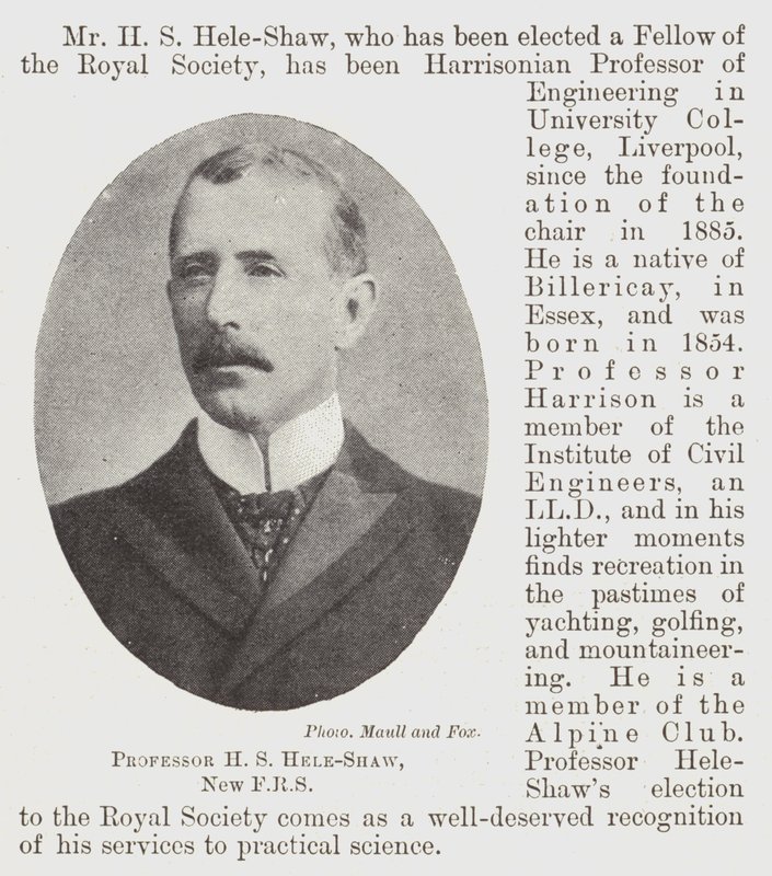 Professor H S Hele-Shaw, nuovo FRS da English Photographer