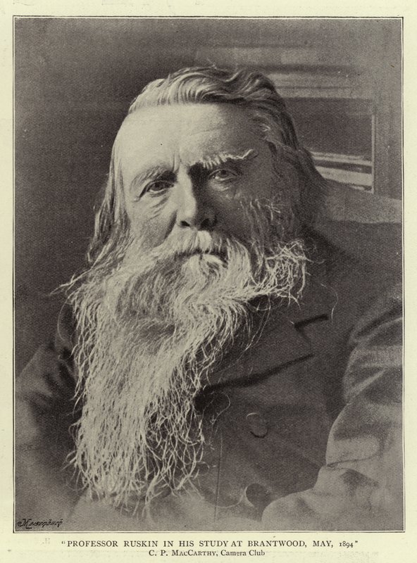 Il professor Ruskin nel suo studio a Brantwood, maggio 1894 da English Photographer