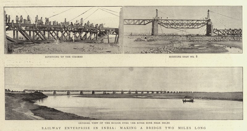 Impresa ferroviaria in India, costruzione di un ponte lungo due miglia da English Photographer