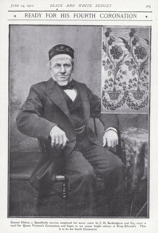 Samuel Oldart, tessitore di Spitalfields, Londra, che tessé una sciarpa per l