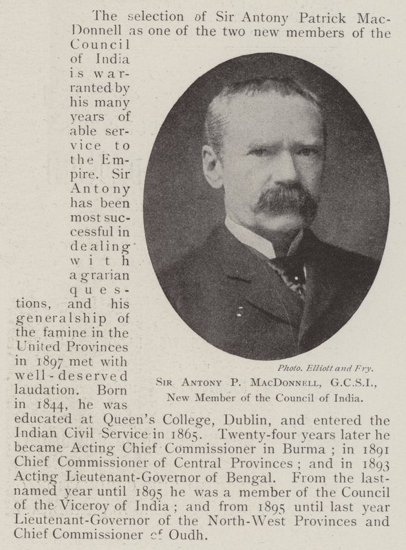 Sir Antony P MacDonnell, GCSI, nuovo membro del Consiglio dell
