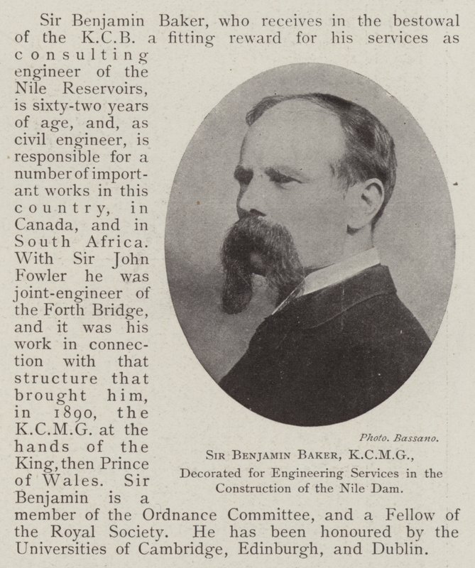 Sir Benjamin Baker, KCMG, decorato per i servizi di ingegneria nella costruzione della diga del Nilo da English Photographer
