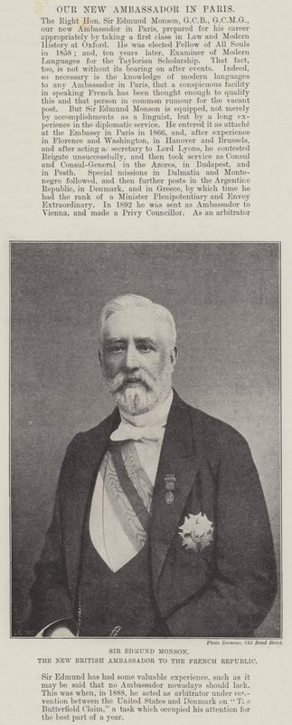 Sir Edmund Monson, il nuovo ambasciatore britannico presso la Repubblica Francese da English Photographer