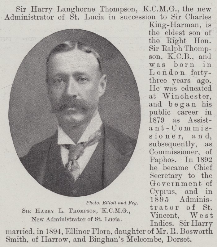 Sir Harry L Thompson, KCMG, nuovo amministratore di St Lucia da English Photographer