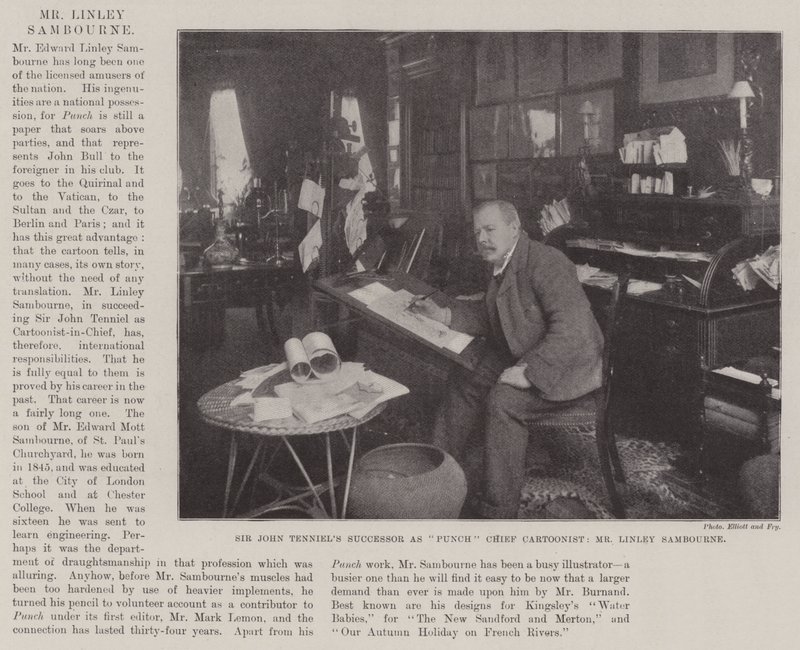 Il successore di Sir John Tenniel come capo vignettista di Punch, Mr Linley Sambourne da English Photographer