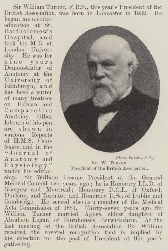 Sir W Turner, presidente della British Association da English Photographer