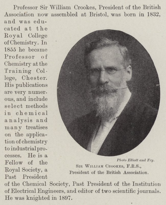 Sir William Crookes, FRS, presidente della British Association da English Photographer