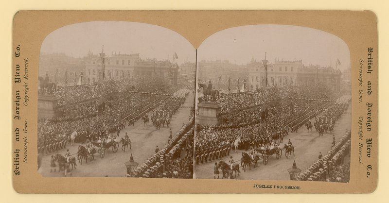 Stampa stereografica del Giubileo di Diamante della Regina Vittoria da English Photographer