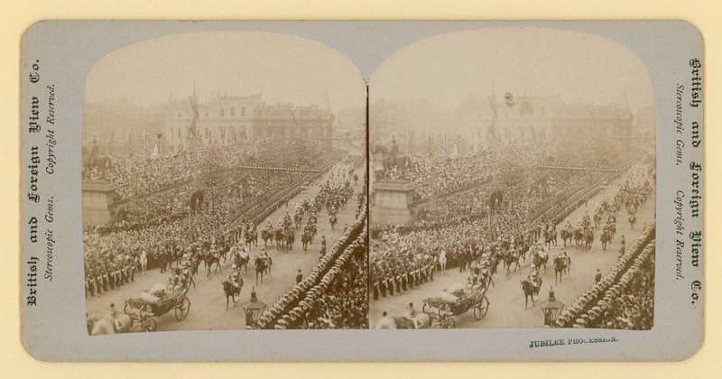 Stampa stereografica del Giubileo di Diamante della Regina Vittoria da English Photographer