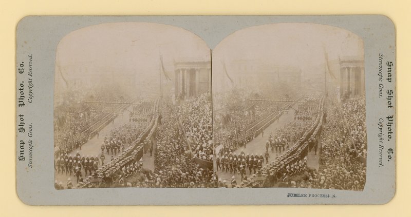 Stampa stereoscopica del Giubileo di Diamante della Regina Vittoria, 28 giugno 1897 da English Photographer