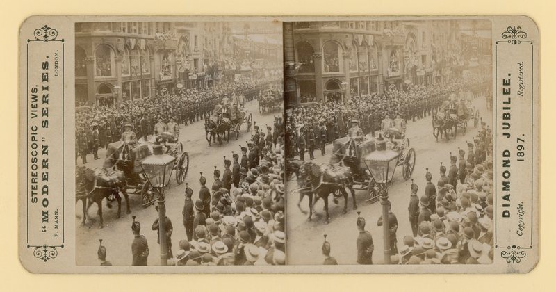 Stampa stereoscopica del Giubileo di Diamante della Regina Vittoria, 28 giugno 1897 da English Photographer