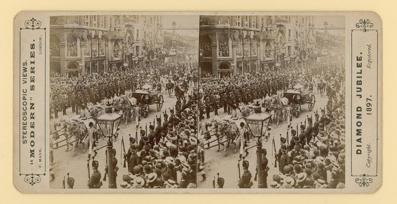Stampa stereoscopica del Giubileo di Diamante della Regina Vittoria, 28 giugno 1897 da English Photographer