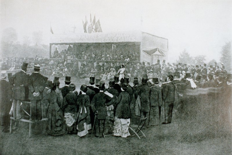 Sfida di tennis singolo: J T Hartley contro H F Lawford da English Photographer