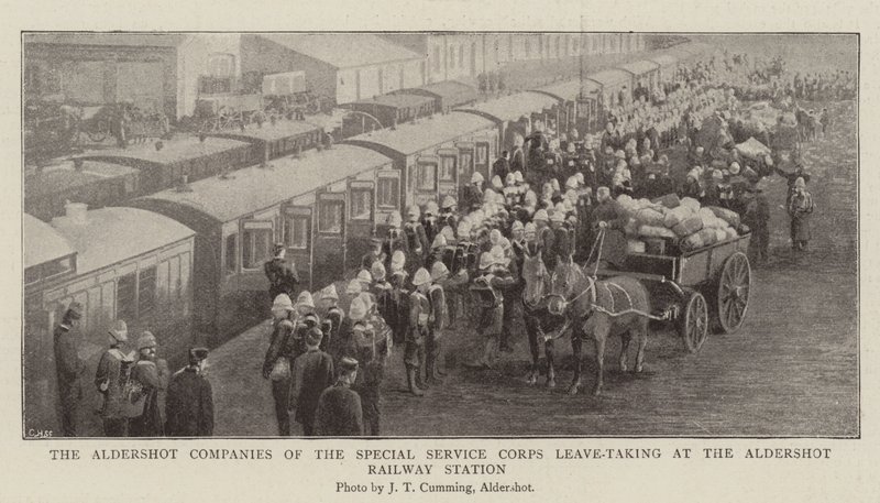 Le compagnie di Aldershot del corpo di servizio speciale, saluto alla stazione ferroviaria di Aldershot da English Photographer