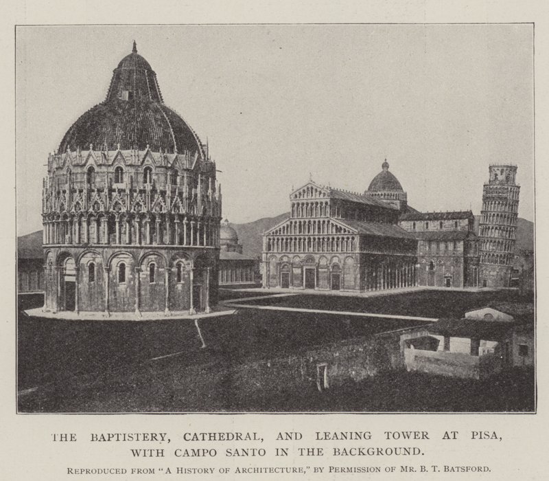 Il battistero, la cattedrale e la torre pendente di Pisa, con il Campo Santo sullo sfondo da English Photographer