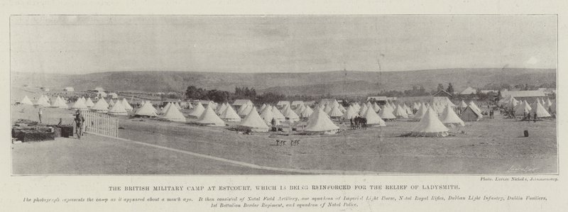 Il campo militare britannico a Estcourt, che viene rinforzato per il soccorso di Ladysmith da English Photographer