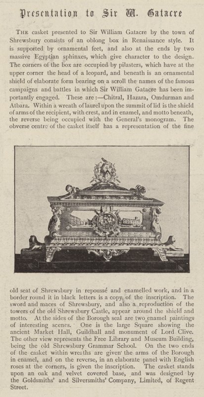 Il cofanetto presentato a Sir William Gatacre dalla città di Shrewsbury da English Photographer