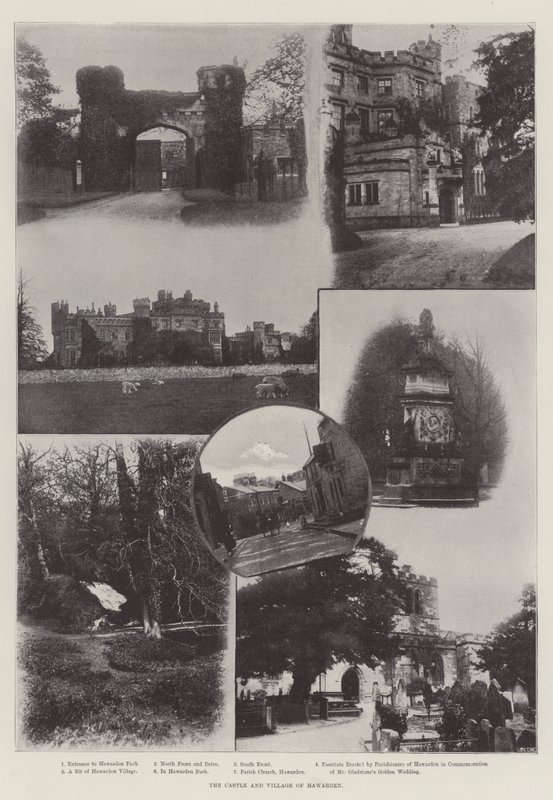 Il castello e il villaggio di Hawarden da English Photographer