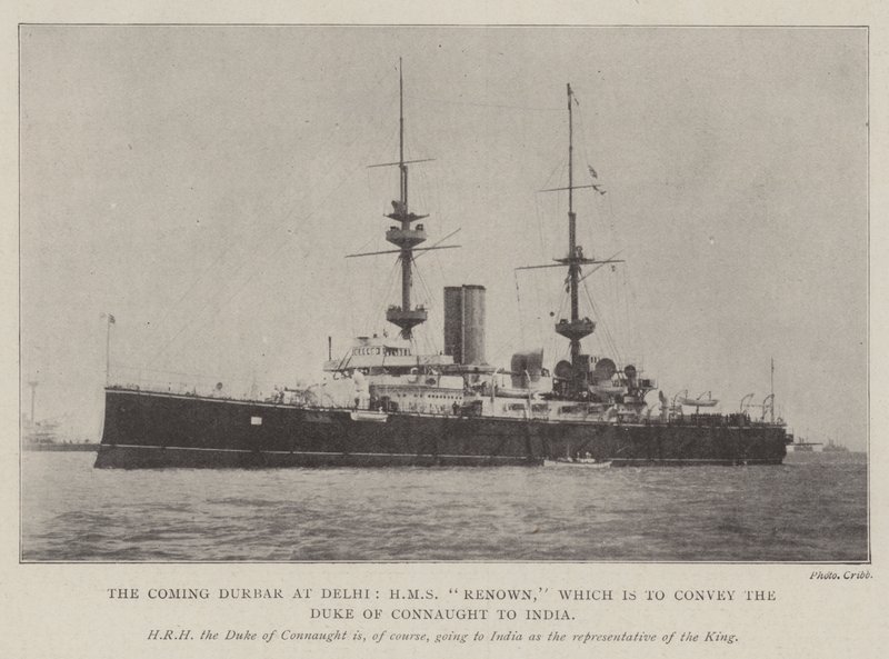 Il prossimo Durbar a Delhi, HMS Renown, che trasporterà il duca di Connaught in India da English Photographer