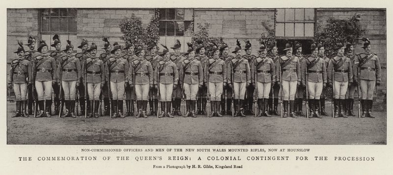La commemorazione del regno della regina, un contingente coloniale per la processione da English Photographer