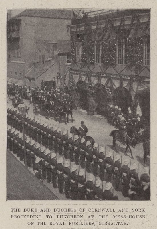 Il Duca e la Duchessa di Cornovaglia e York si recano a pranzo alla mensa dei Royal Fusiliers, Gibilterra da English Photographer