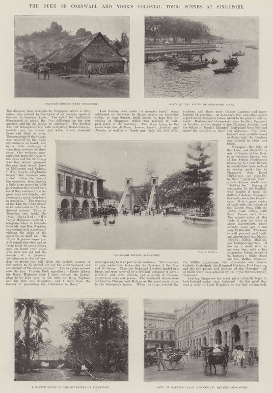 Il tour coloniale del duca di Cornovaglia e York, scene a Singapore da English Photographer