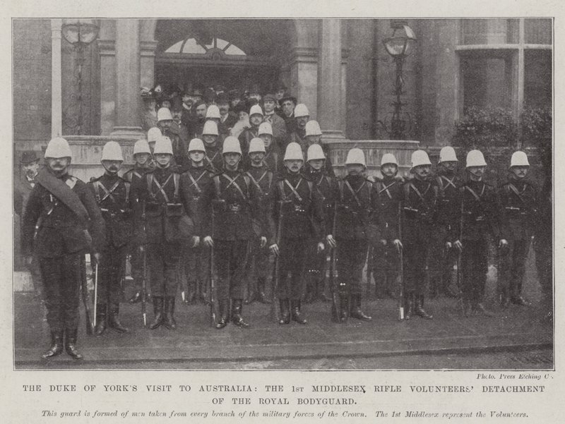 La visita del Duca di York in Australia, il distaccamento dei Volontari del 1° Middlesex Rifle della Guardia Reale da English Photographer