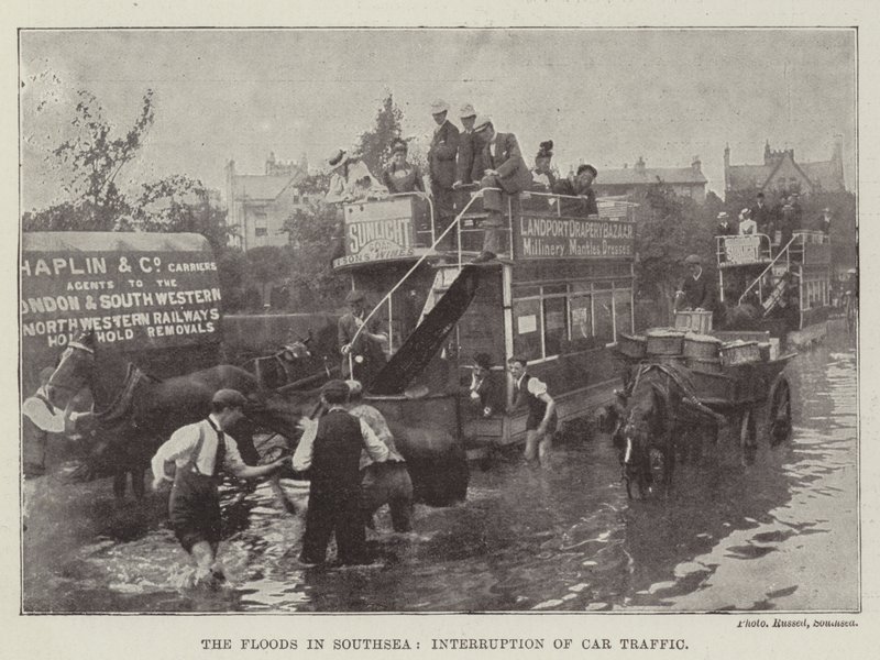 Le Inondazioni a Southsea, Interruzione del Traffico Automobilistico da English Photographer