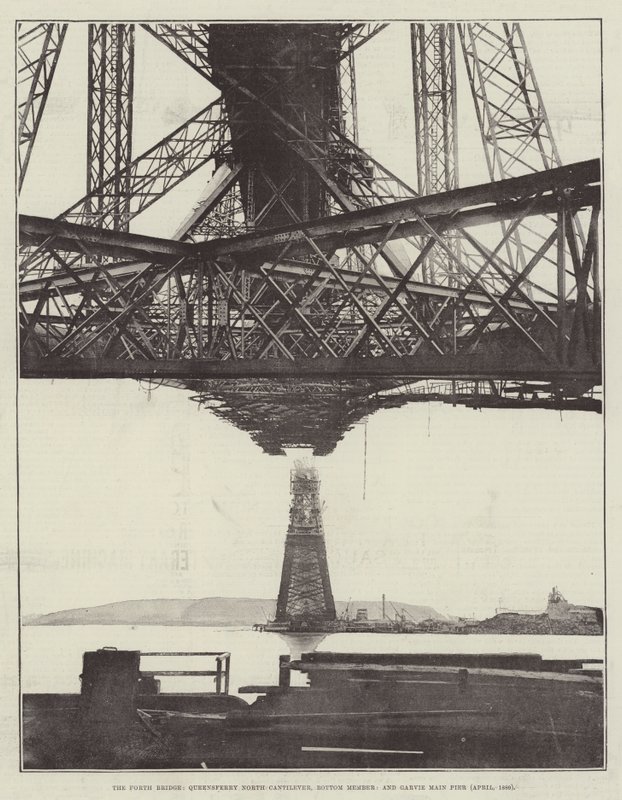 Il Ponte di Forth, Queensferry North Cantilever, Membro Inferiore, e Garvie Main Pier (aprile 1889) da English Photographer