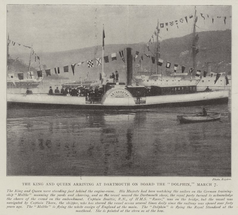 Il re e la regina che arrivano a Dartmouth a bordo del Dolphin, 7 marzo da English Photographer