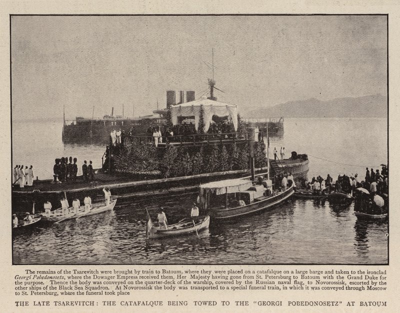 Il defunto zarevic, il catafalco trainato verso il Georgi Pobedonosetz a Batumi da English Photographer