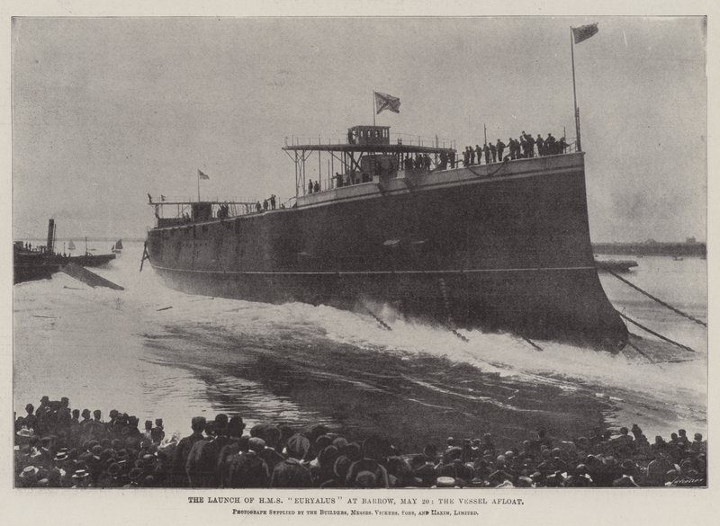 Il varo della HMS Euryalus a Barrow, 20 maggio, la nave galleggiante da English Photographer