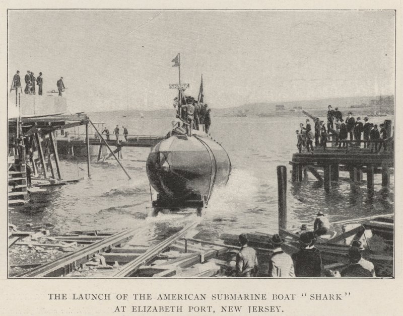 Il varo del sottomarino americano Shark a Elizabeth Port, New Jersey da English Photographer