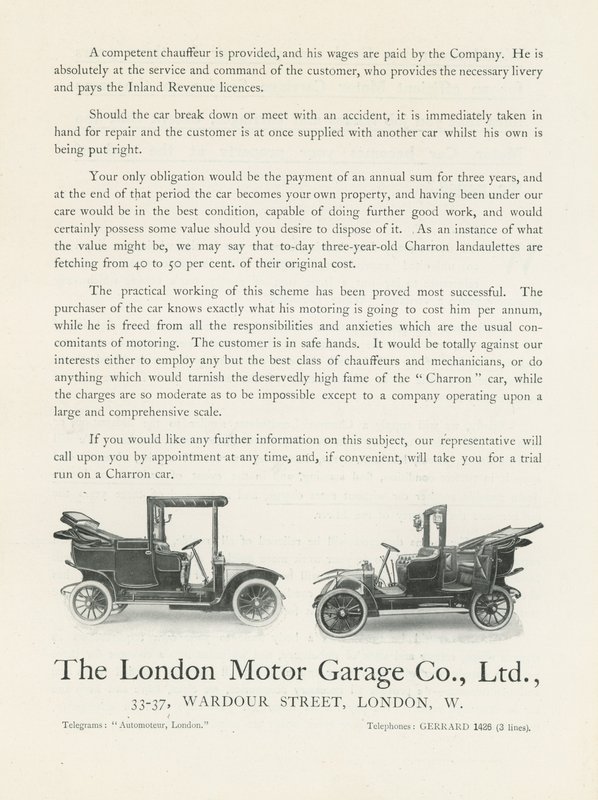 La London Motor Garage Co da English Photographer