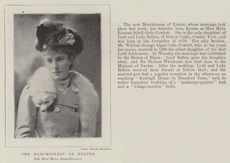 La marchesa di Exeter, nata Miss Myra Orde-Powlett da English Photographer
