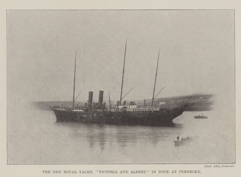 Il nuovo yacht reale, Victoria e Albert, in bacino a Pembroke da English Photographer