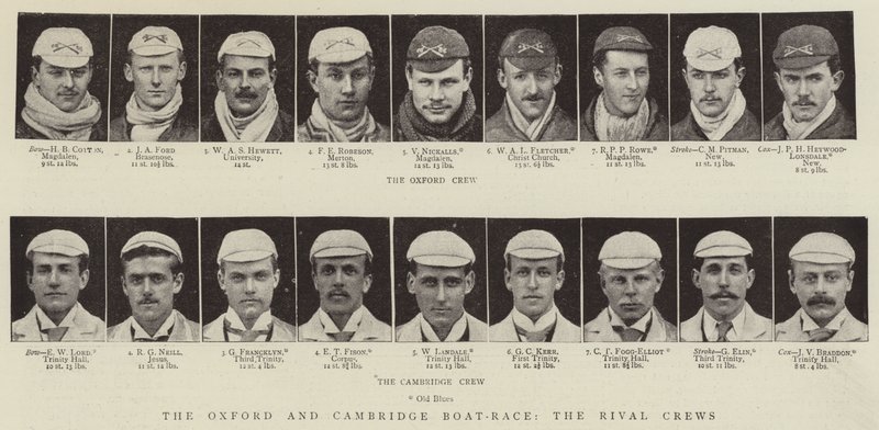 La Gara di Canottaggio Oxford e Cambridge, gli Equipaggi Rivali da English Photographer