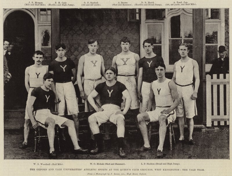 Gli Sport Atletici delle Università di Oxford e Yale ai Queens Club Grounds, West Kensington, la Squadra di Yale da English Photographer
